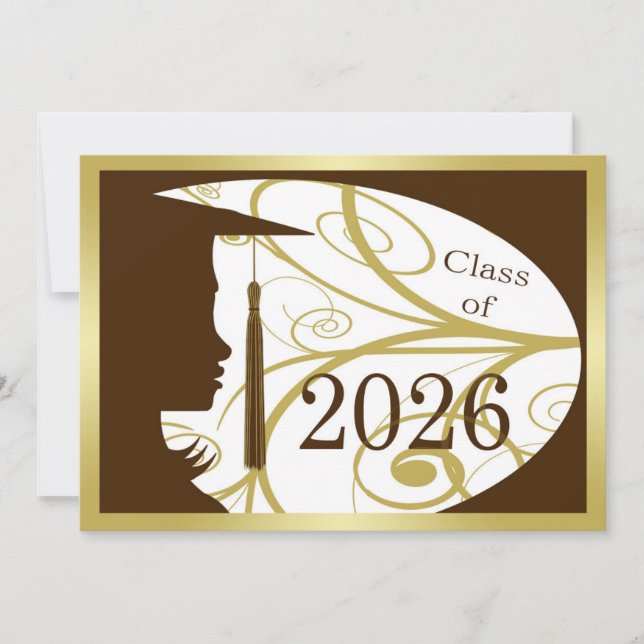 Tarjeta de silueta marrón y dorada 2026 (Anverso)