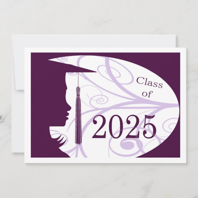 Tarjeta de silueta morada y blanca 2025 (Anverso)
