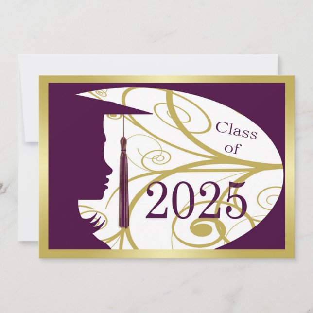 Tarjeta de silueta morada y dorada 2025 (Anverso)