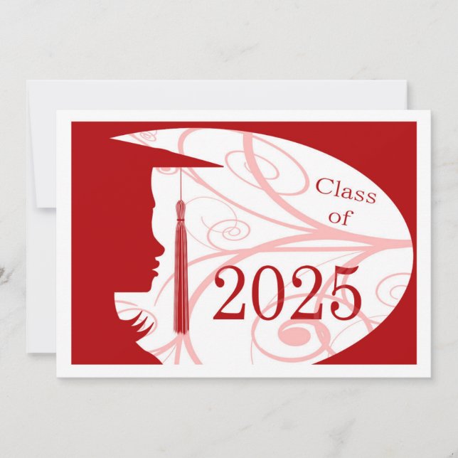 Tarjeta de silueta roja y blanca 2025 (Anverso)