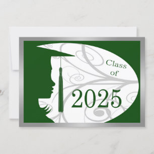 Tarjeta de silueta verde y plateado 2025
