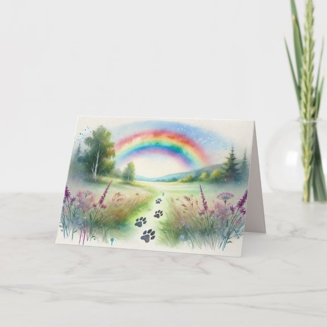 Tarjeta de simpatía acuarela Rainbow Bridge Pet (Anverso)