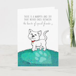 Tarjeta de simpatía al gato - Los corazones de ami