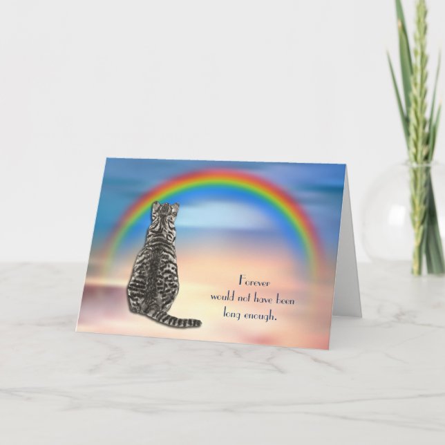 Tarjeta de simpatía con el arco iris del gato gris (Anverso)
