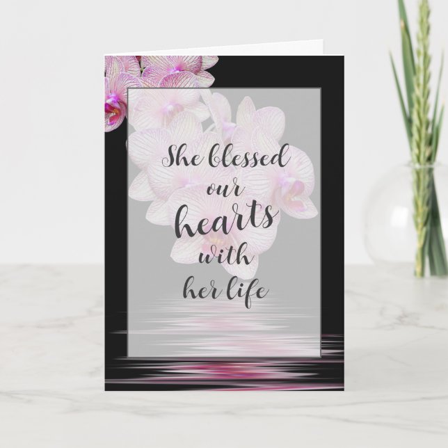 Tarjeta de simpatía con flores de orquídeas rosas (Anverso)