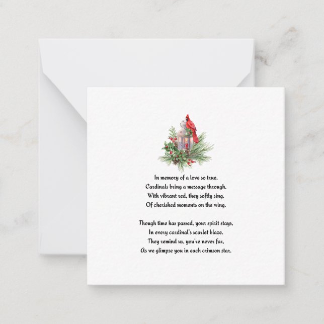 Tarjeta de simpatía conmemorativa del cardenal roj (Anverso)