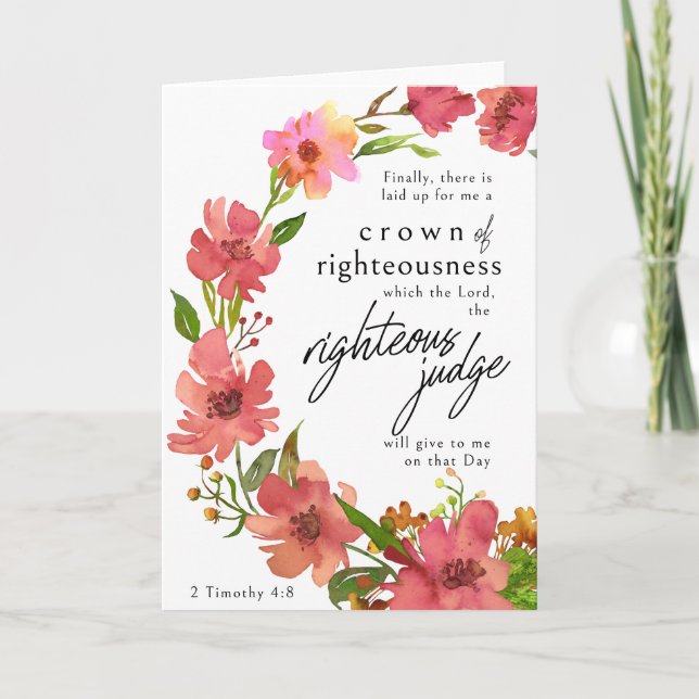 Tarjeta de simpatía cristiana - Corona de justicia (Anverso)