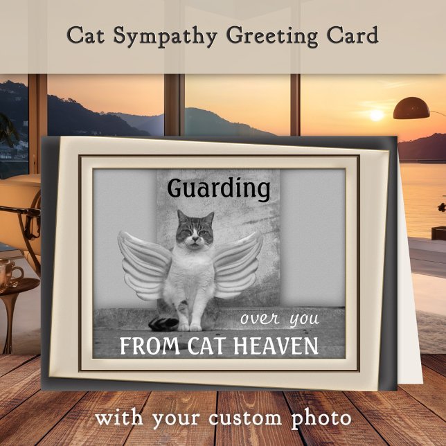 Tarjeta de simpatía de Cat Angel (Cat sympathy greeting card with a cat angel or custom photo)
