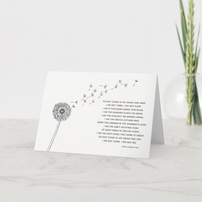 Tarjeta de simpatía de Dandelion para la pérdida (Anverso)