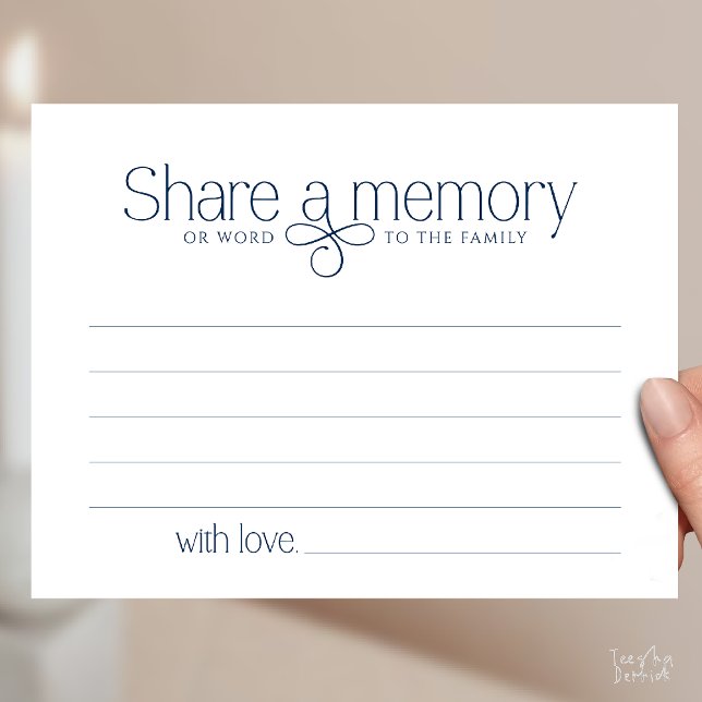 Tarjeta de simpatía de hada para compartir un recu (Funeral Service Share a memory Fairy love Sympathy Card or word to the family in Navy Blue)