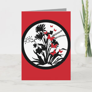 Tarjeta de simpatía de la flor de la mariposa roja