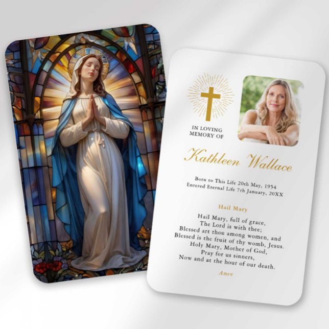Tarjeta de simpatía de Mary Prayer de vidrio manch (Subido por el creador)