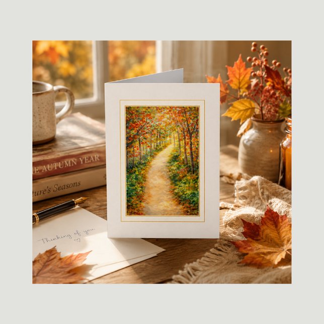 Tarjeta de simpatía de otoño – Pensando en ti (A timeless autumn card to cherish, display, or share with someone close to your heart.)