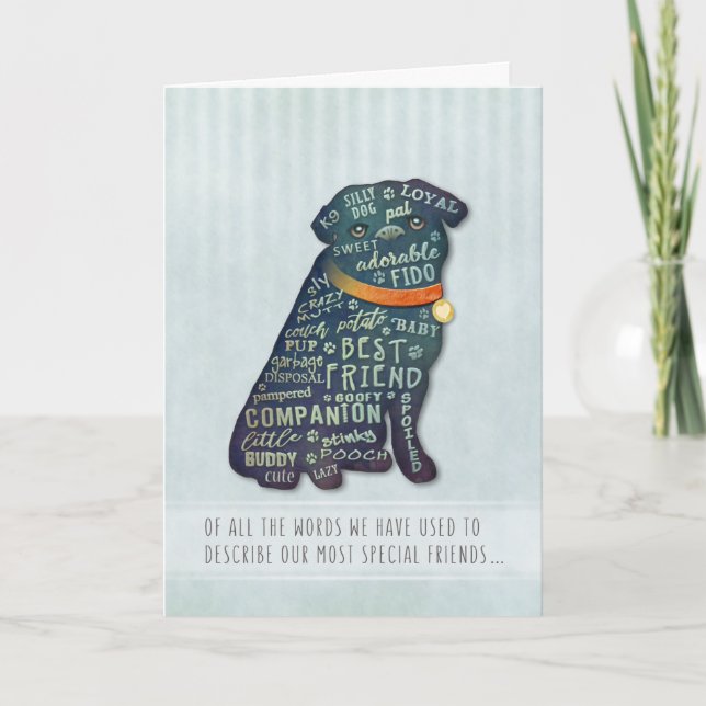 Tarjeta De Simpatía De Perro Pug - De Todas Las Pa (Anverso)