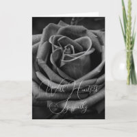 Tarjeta de simpatía de rosa blanca y negra