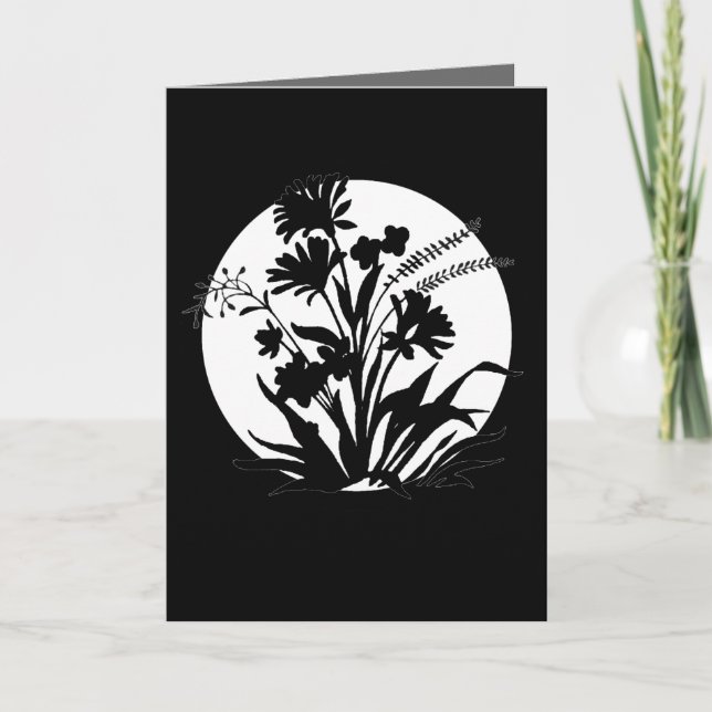 Tarjeta de simpatía floral blanca negra (Anverso)