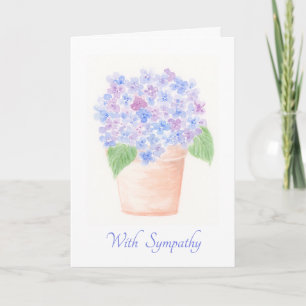 Tarjeta de simpatía floral con planta de hortensia
