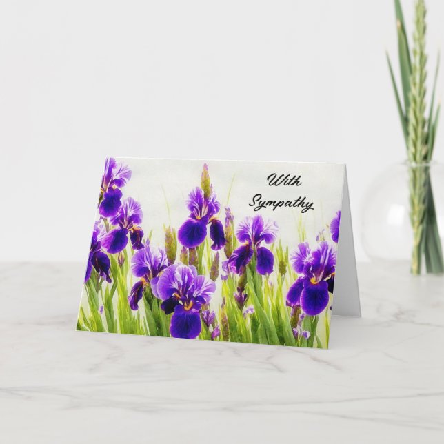 Tarjeta De Simpatía Floral Purple Iris Flowers (Anverso)