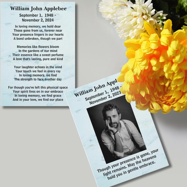 Tarjeta de simpatía funeraria personalizada con fo (Subido por el creador)