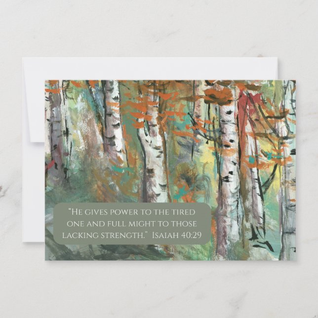 Tarjeta De Simpatía JW -Árboles Birch -Isa 40:29 (Anverso)