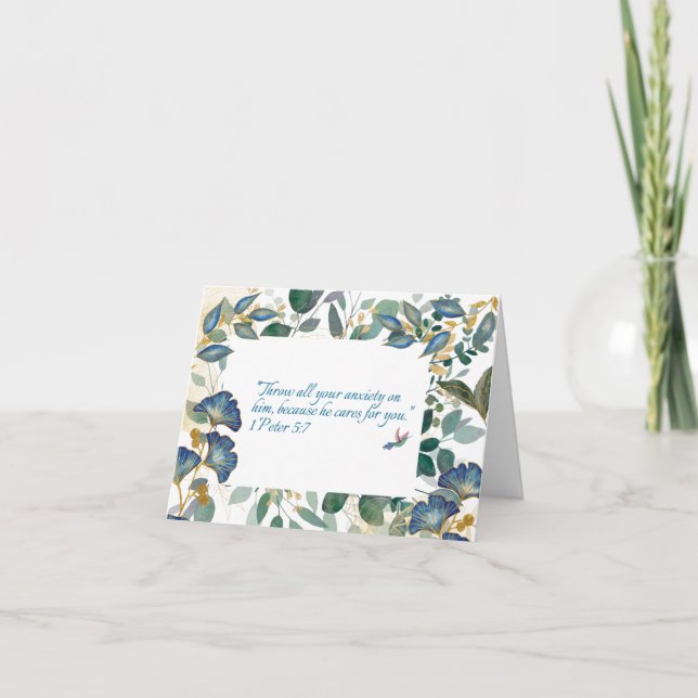 Tarjeta de simpatía JW -Floral-Escritura 1 Peter 5 (Anverso)