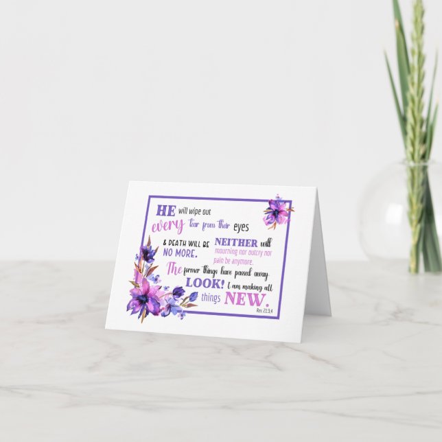 Tarjeta de simpatía JW Revelación floral púrpura r (Anverso)