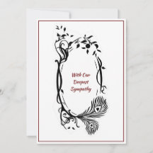 Tarjeta de simpatía Marco rojo oscuro de flor negr