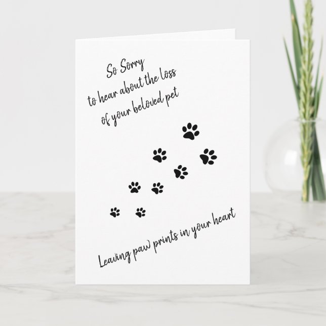 Tarjeta de simpatía mascota con huellas de pata y  (Anverso)