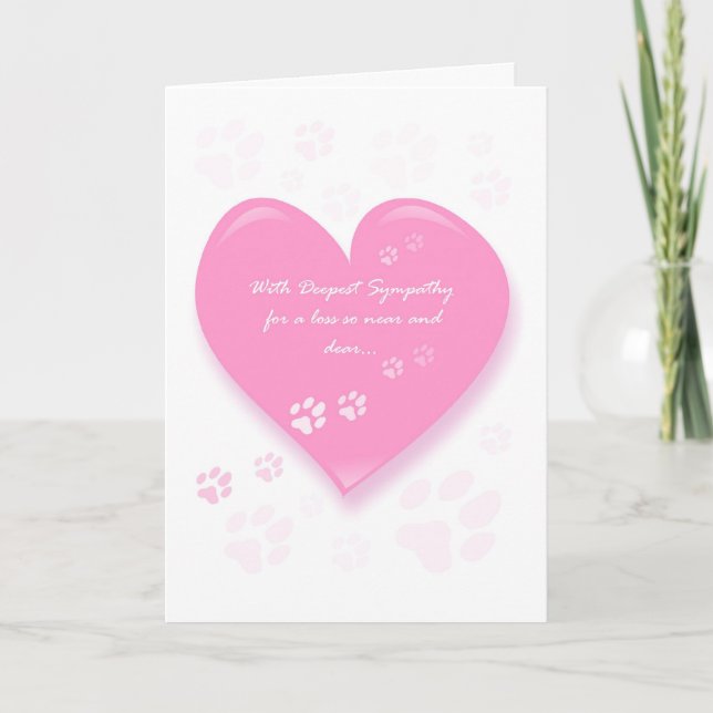Tarjeta de simpatía mascota - Corazón rosa y huell (Anverso)