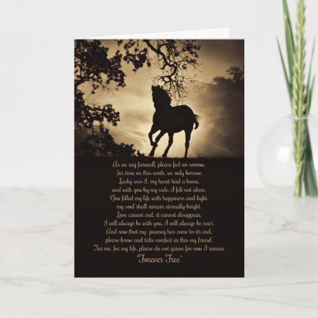 Tarjeta de simpatía para caballo Libre por Siempre (Anverso)