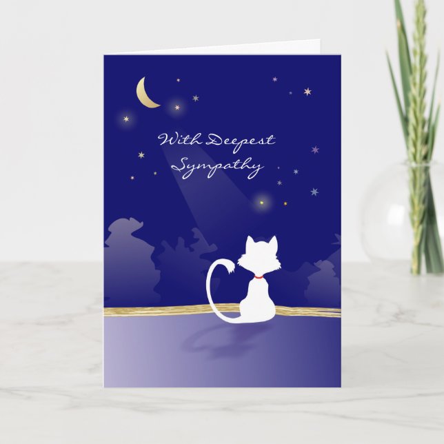 Tarjeta de simpatía para gatos - Luna y estrellas (Anverso)