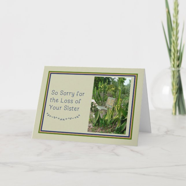 Tarjeta de simpatía para hermana con banco y plant (Anverso)