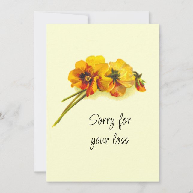 Tarjeta de simpatía para las flores de pansy amari (Anverso)