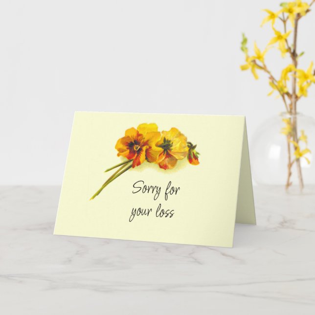 Tarjeta de simpatía para las flores de pansy amari (flor amarilla)