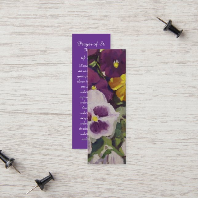 Tarjeta de simpatía para las flores de Pansy en el (Anverso/Reverso In Situ)