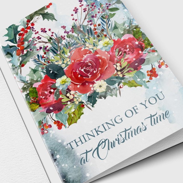 Tarjeta de simpatía para navidades - Pensamientos  (Thinking of You At Christmas Time Sympathy Memorial Bereavement Christmas Holiday Card)