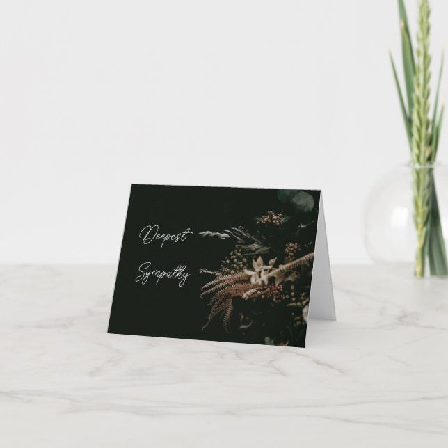 Tarjeta de simpatía personalizada Floral Negra (Anverso)