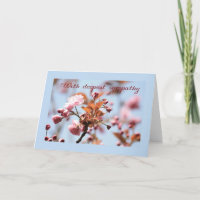 tarjeta de simpatía por la floración rosa en inglé