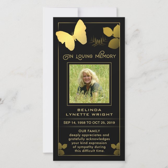 Tarjeta de simpatía por la mariposa dorada (Anverso)