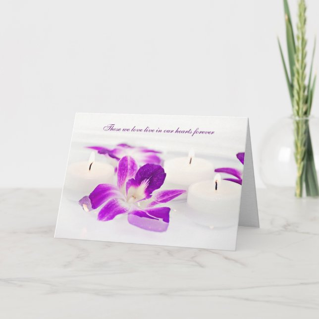 Tarjeta de simpatía por orquídeas y velas rosas (Anverso)