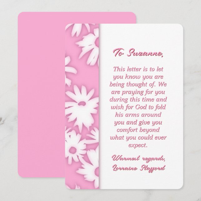 Tarjeta de simpatía rosa Color Me Daisies Daisies (Anverso / Reverso)