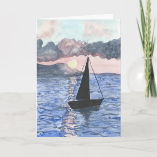 Tarjeta de simpatía Sunset Sailboat