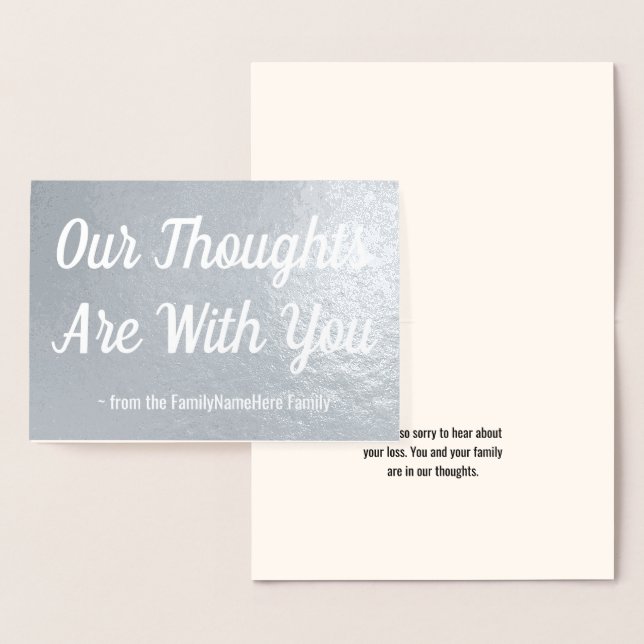 Tarjeta de simpatías de Relieve metalizado gris (Demostración)