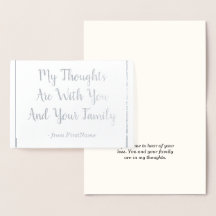 Tarjeta de simpatías de Relieve metalizado platead