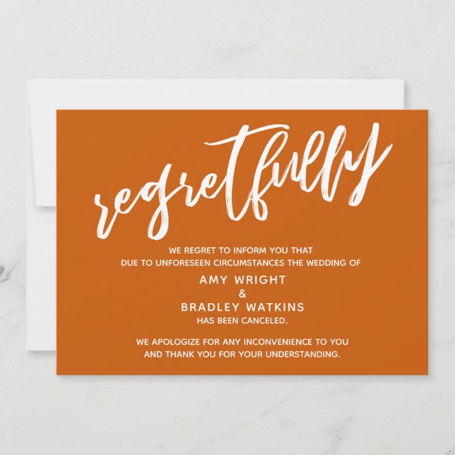 Tarjeta de Simple Boda Cancelada Remordimientos Na (Anverso)