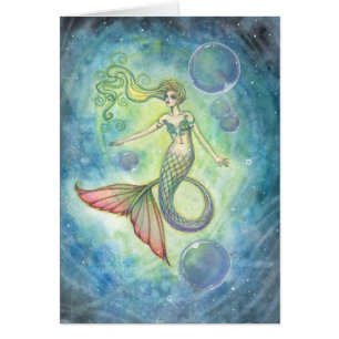 Tarjeta de Sirena Acuarela por Molly Harrison