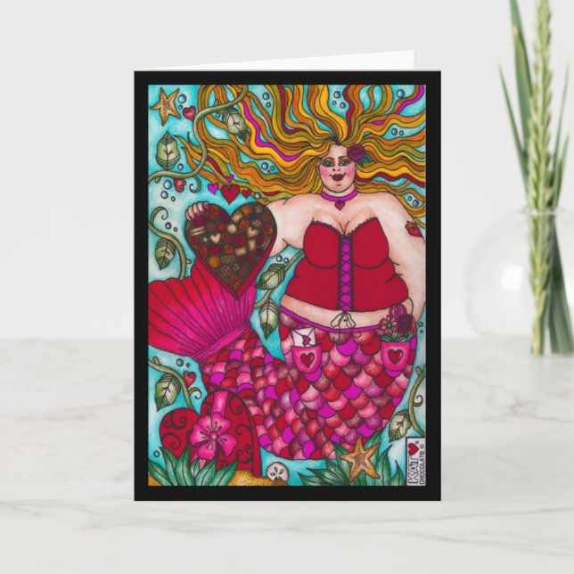 Tarjeta de sirena de chocolate de San Valentín (Anverso)