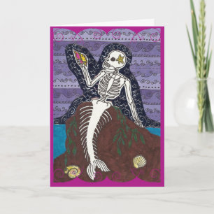 Tarjeta de Sirena Dia de Los Muertos