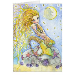 Tarjeta de Sirena Madre y Bebé de Molly Harrison