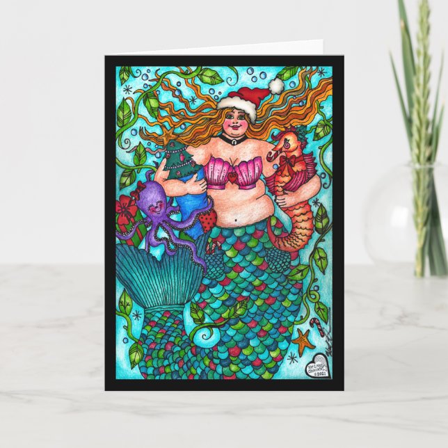 Tarjeta de sirena para navidades (Anverso)